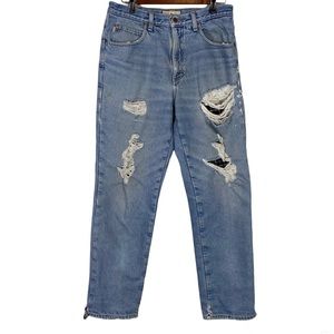 L.L. Bean Classic Fit Cotton Flannel Lined Distressed Denim Jeans Size 32x32